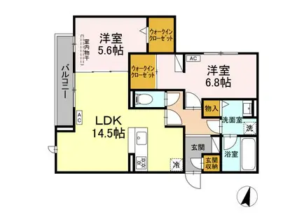 メイプル(2LDK/3階)の間取り写真