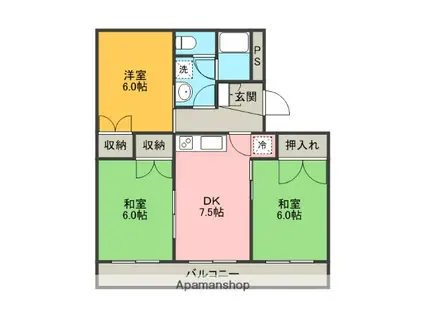 長谷川マンション1(3DK/2階)の間取り写真