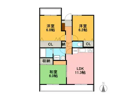 フェルミエール香貫(3LDK/2階)の間取り写真