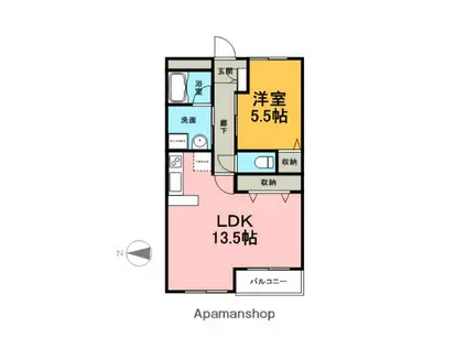 レアールマリカ(1LDK/2階)の間取り写真