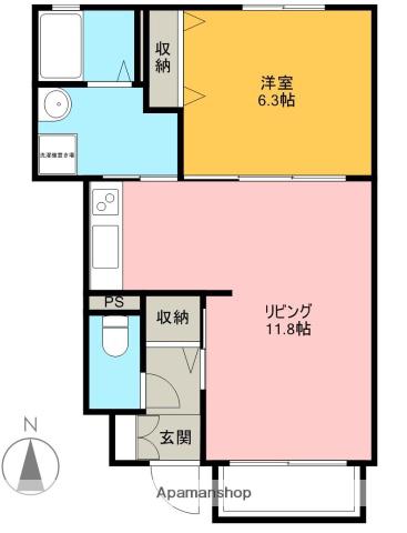 ストレリチア(1LDK/1階)の間取り写真