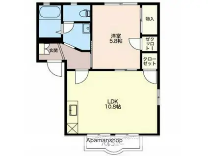 フレグランス印野(1LDK/2階)の間取り写真