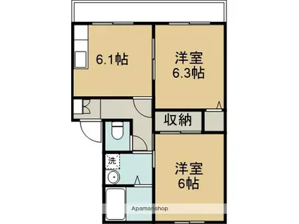 セレス富士岡(2DK/2階)の間取り写真