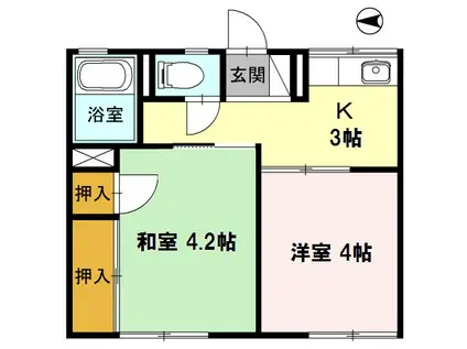 シティハイムカツマタ(2K/2階)の間取り写真