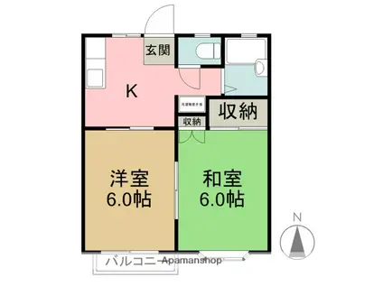 コーポヤマヤ(2K/2階)の間取り写真