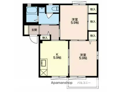 ヴェルドミール(2K/2階)の間取り写真