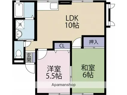 ウィンフォークABC(2LDK/1階)の間取り写真