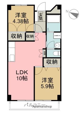 メゾン東富士(2LDK/5階)の間取り写真