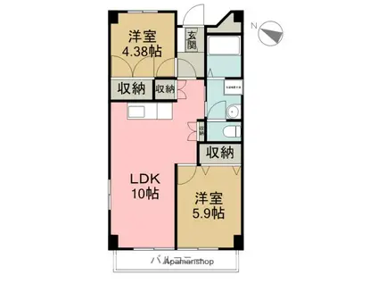 メゾン東富士(2LDK/2階)の間取り写真