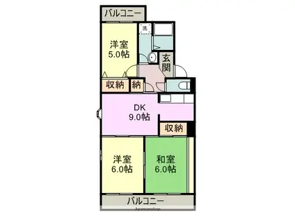 セントラルオサダ(3DK/3階)の間取り写真