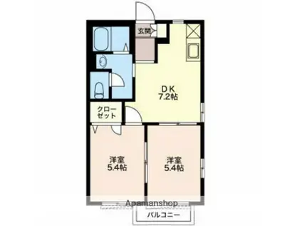 チェリーブラッサム(2DK/2階)の間取り写真