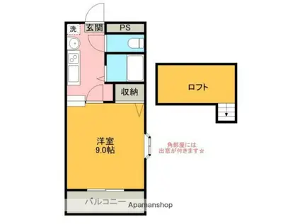 ザ・ロイヤル2000(1K/2階)の間取り写真