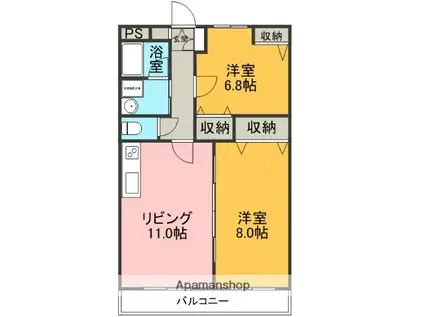 ヴィブレクレールⅡ(2LDK/1階)の間取り写真