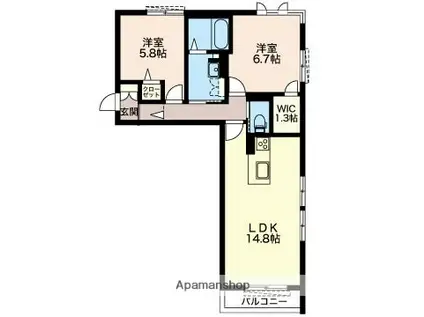 メゾンドアンビシア(2LDK/2階)の間取り写真