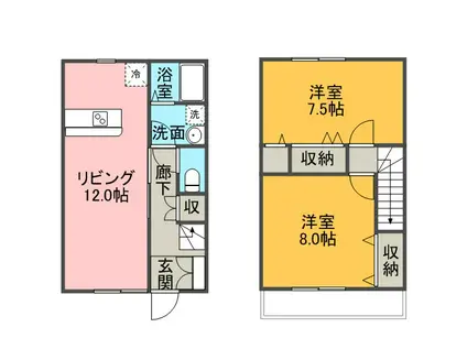 ルシエルK(2LDK/1階)の間取り写真