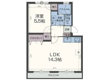 楠の台ハイツ(1LDK/1階)の間取り写真