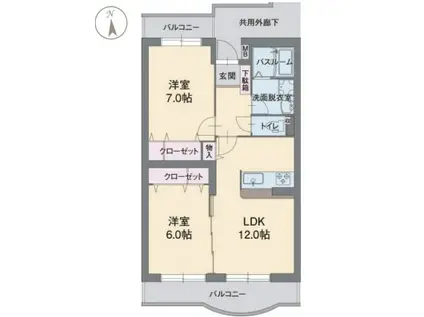 アビタシオンA(2LDK/3階)の間取り写真