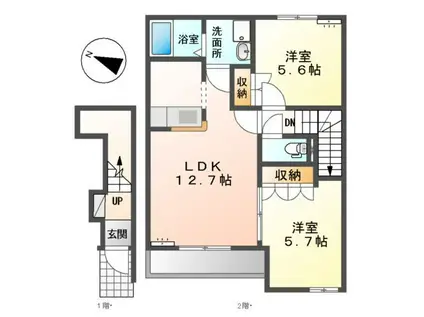オーキッド・すぎさわ(2LDK/2階)の間取り写真