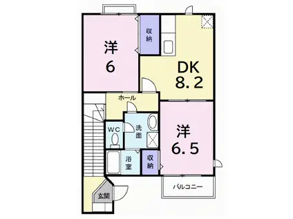 ヴィラパラスト(2DK/2階)の間取り写真