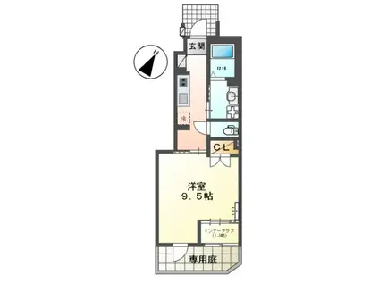 ヴェルヴェーヌ(1K/1階)の間取り写真