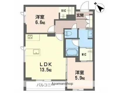 エクラージュ(2LDK/2階)の間取り写真