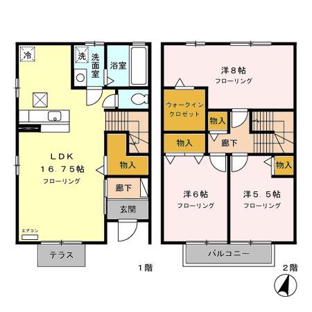 グランドゥールK B(3LDK)の間取り写真