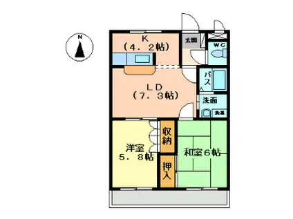 グレース南A(2LDK/2階)の間取り写真