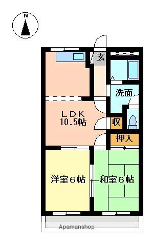 モントレーツチヤA(2LDK/2階)の間取り写真