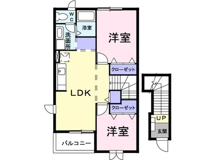 ツインリーフ(2LDK/2階)の間取り写真