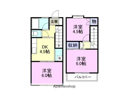 レジデンスカミ(3K/1階)の間取り写真