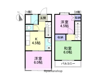 レジデンスカミ(3K/1階)の間取り写真
