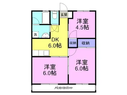 グランドール高城B(3DK/2階)の間取り写真