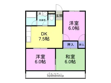 M・クリノキ(3DK/2階)の間取り写真