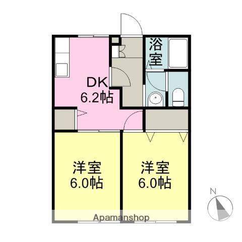 レジデンス草薙(2DK/2階)の間取り写真