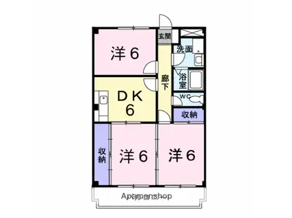 エステート沼上(3DK/3階)の間取り写真