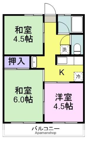 コーポ社(3K/2階)の間取り写真