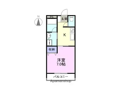 レアールカロン(1K/1階)の間取り写真