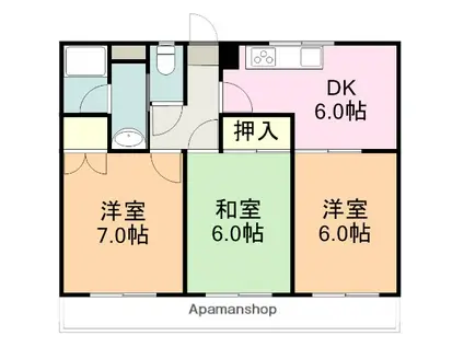 大塚マンション(3DK/3階)の間取り写真