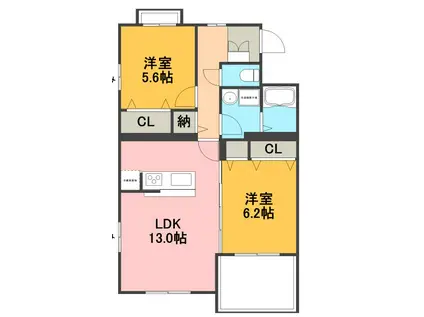 ルミナスコート(2LDK/1階)の間取り写真