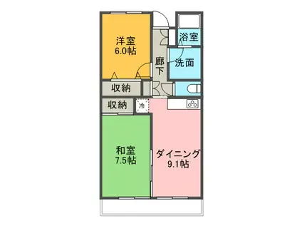 グランデフローラ(2LDK/3階)の間取り写真