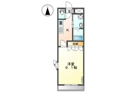 メルローズ香貫(1K/2階)の間取り写真