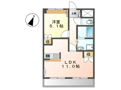 サンモール中島B(1LDK/1階)の間取り写真