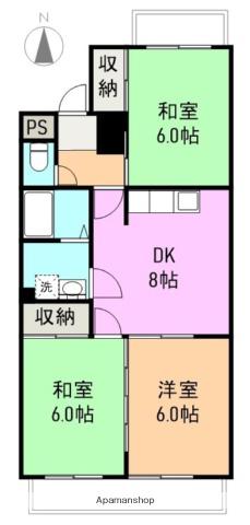 メゾン富士岡(3DK/3階)の間取り写真