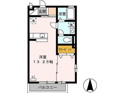 サニーヒルズ岡宮(ワンルーム/1階)の間取り写真