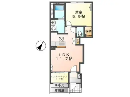 ジェミニガーデン(1LDK/1階)の間取り写真