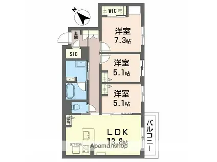 エクラージュ(3LDK/1階)の間取り写真