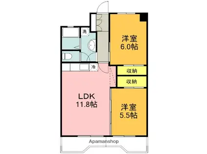 ジフォソフィーラ(2LDK/4階)の間取り写真