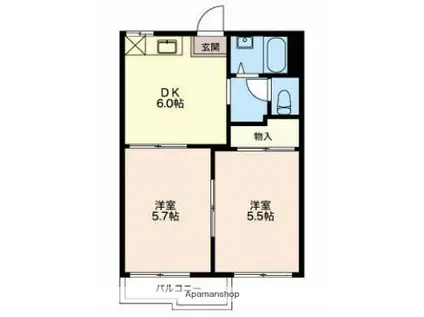 ラプラスいずみ(2DK/2階)の間取り写真