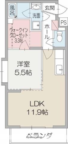 グリーンヒルタカハシⅢ(1LDK/2階)の間取り写真