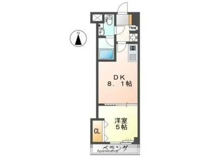 フィオーレ宇津木(1DK/2階)の間取り写真